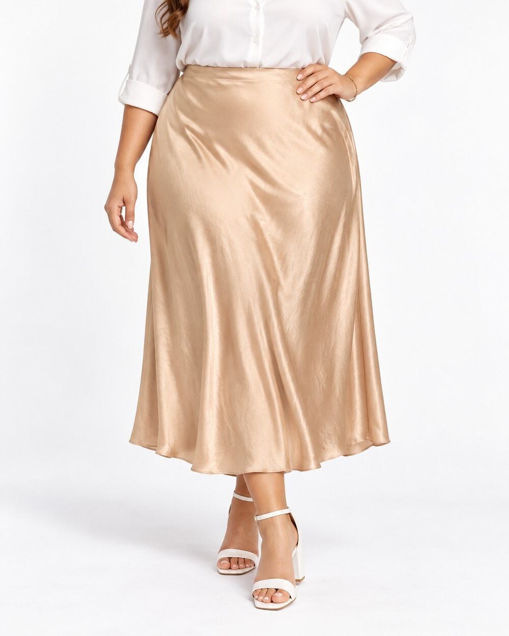 Vince NWT Women's 2XL Side Slit Satin Midi Skirt Cantaloupe Old Money